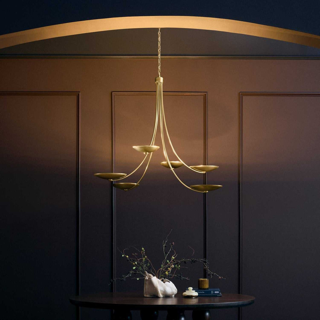 Palmela Six Light Chandelier in Lacquered Brass Kichler Canada