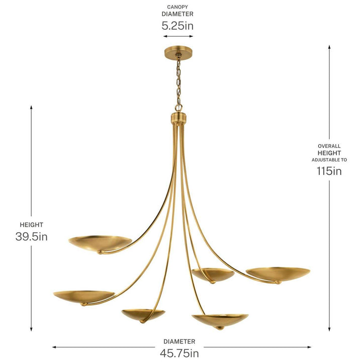 Palmela Six Light Chandelier in Lacquered Brass Kichler Canada