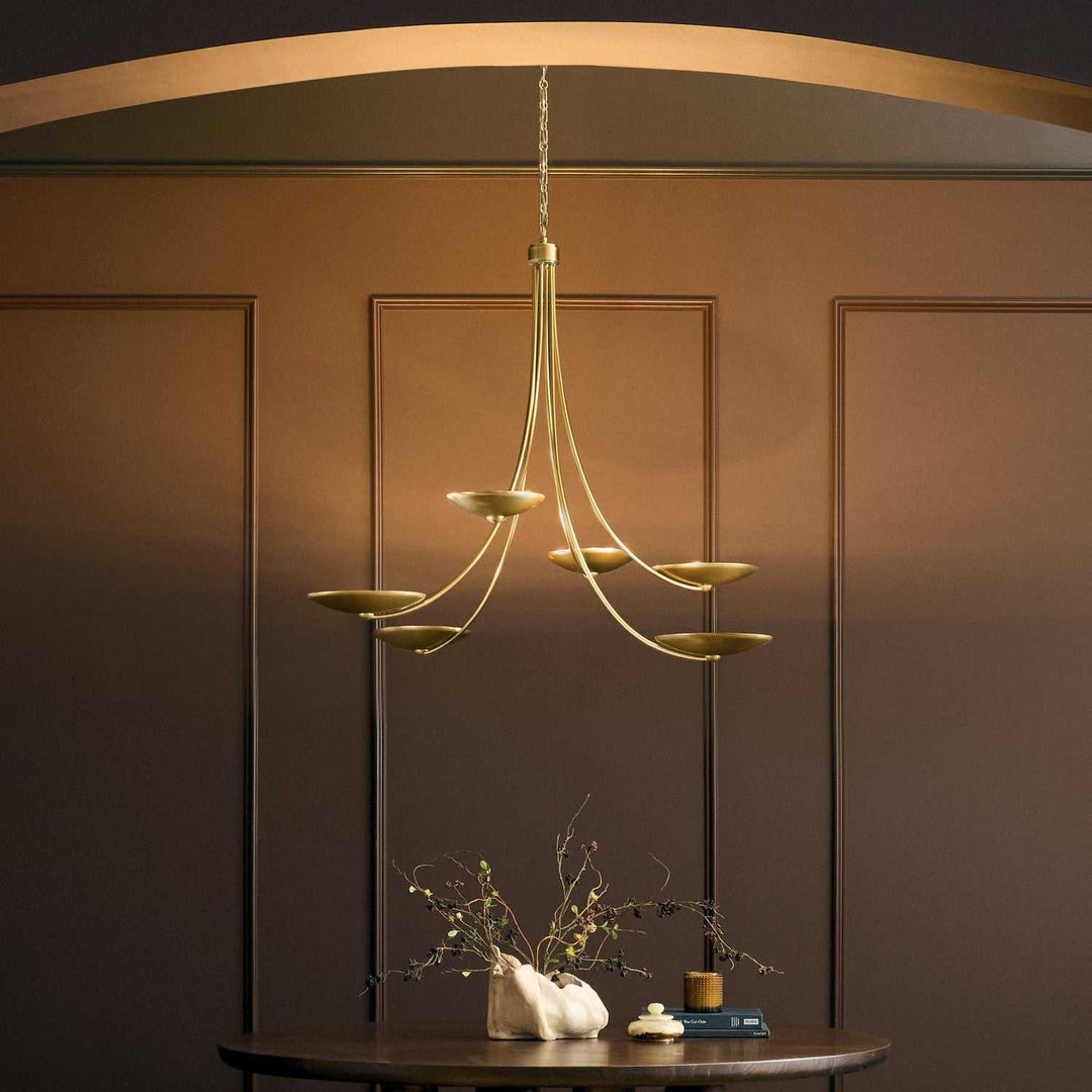 Palmela Six Light Chandelier in Lacquered Brass Kichler Canada