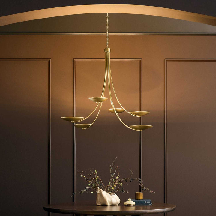 Palmela Six Light Chandelier in Lacquered Brass Kichler Canada