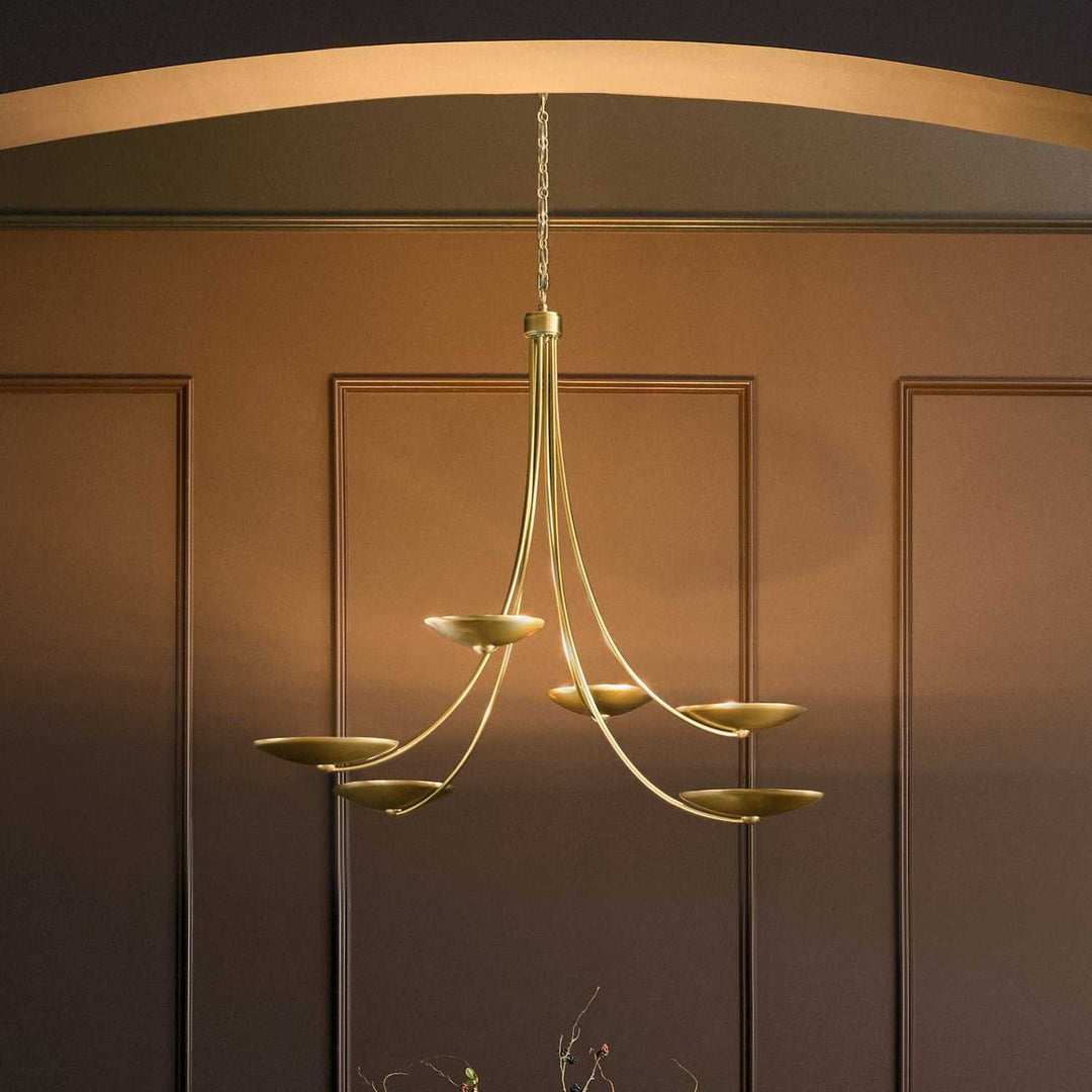 Palmela Six Light Chandelier in Lacquered Brass Kichler Canada