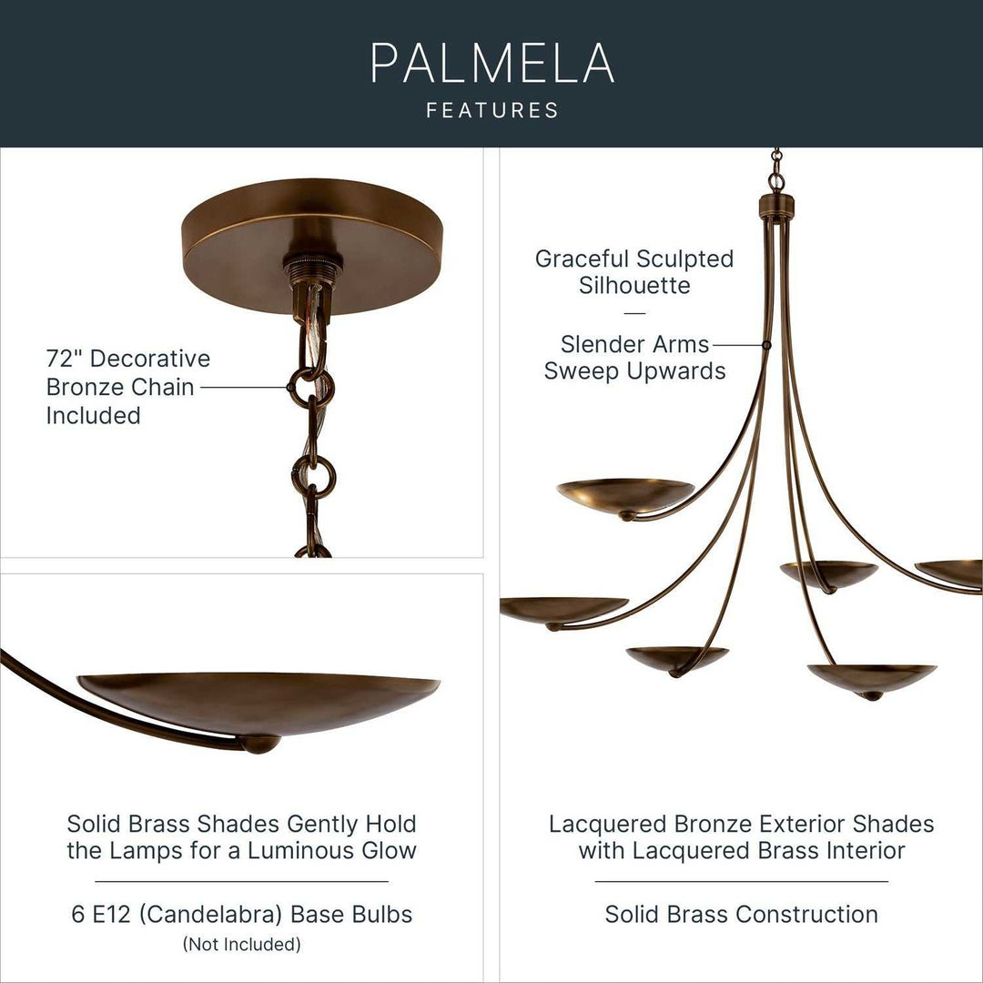 Palmela Six Light Chandelier in Lacquered Brass Kichler Canada