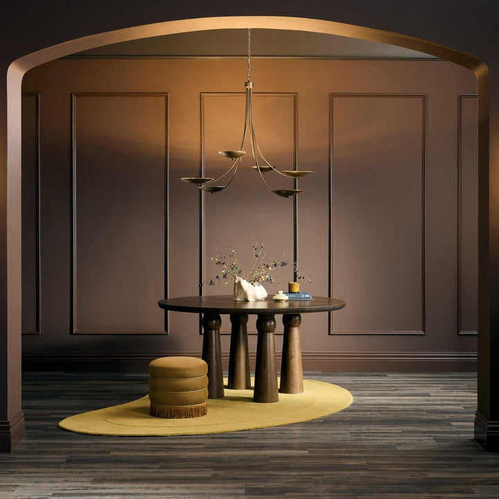 Palmela Six Light Chandelier in Lacquered Brass Kichler Canada