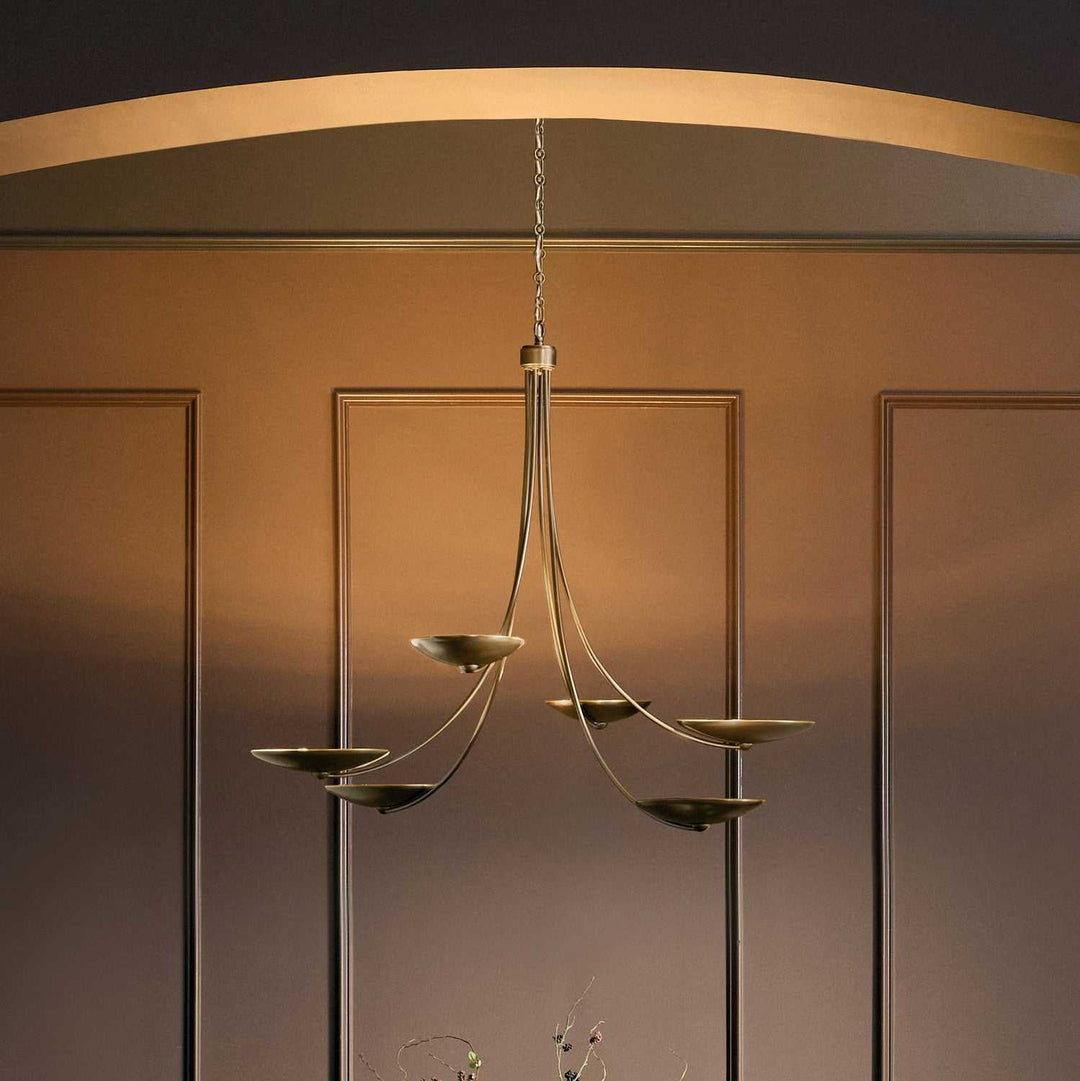 Palmela Six Light Chandelier in Lacquered Brass Kichler Canada