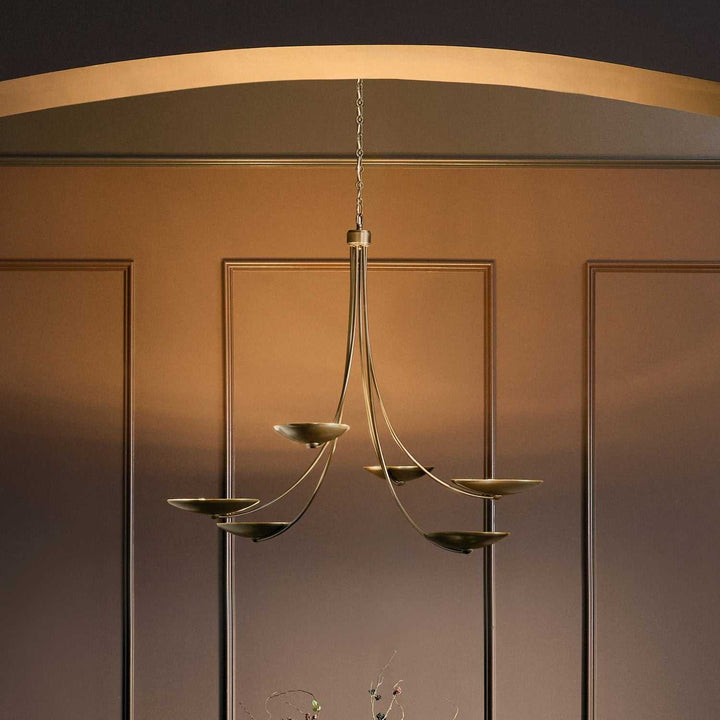 Palmela Six Light Chandelier in Lacquered Brass Kichler Canada