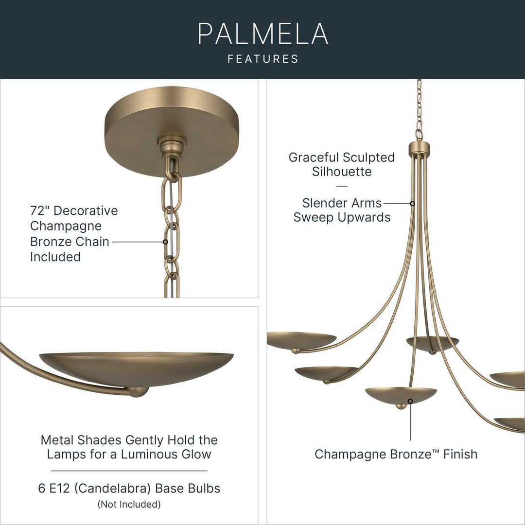Palmela Six Light Chandelier in Champagne Bronze Kichler Canada