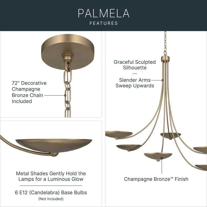 Palmela Six Light Chandelier in Champagne Bronze Kichler Canada
