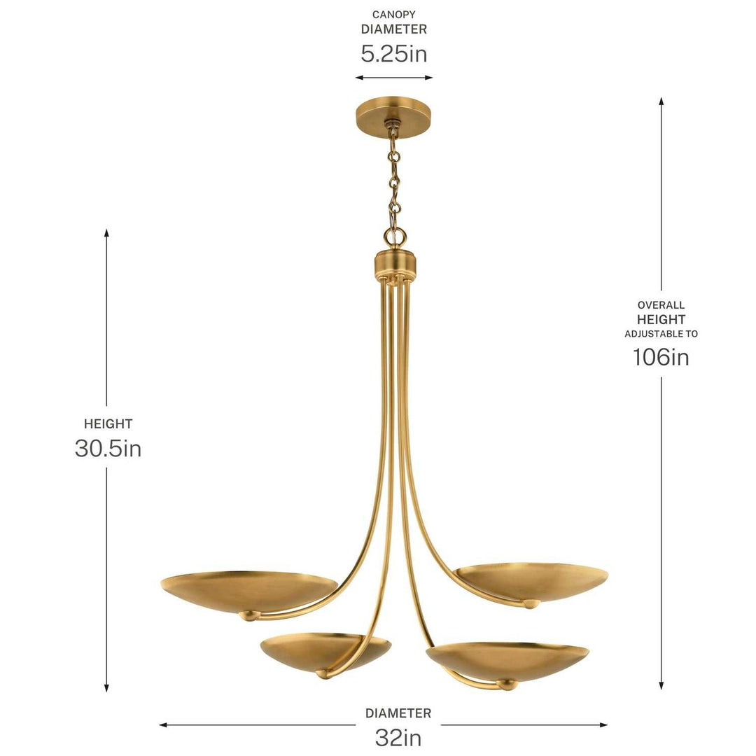 Palmela Four Light Chandelier in Lacquered Brass Kichler Canada