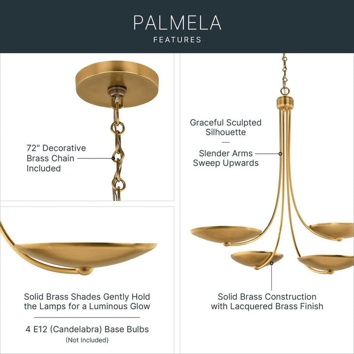 Palmela Four Light Chandelier in Lacquered Brass Kichler Canada