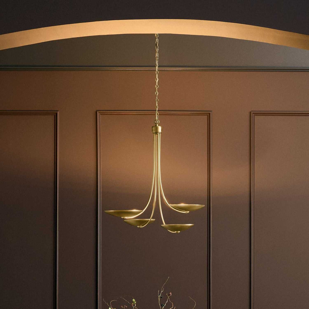 Palmela Four Light Chandelier in Lacquered Brass Kichler Canada