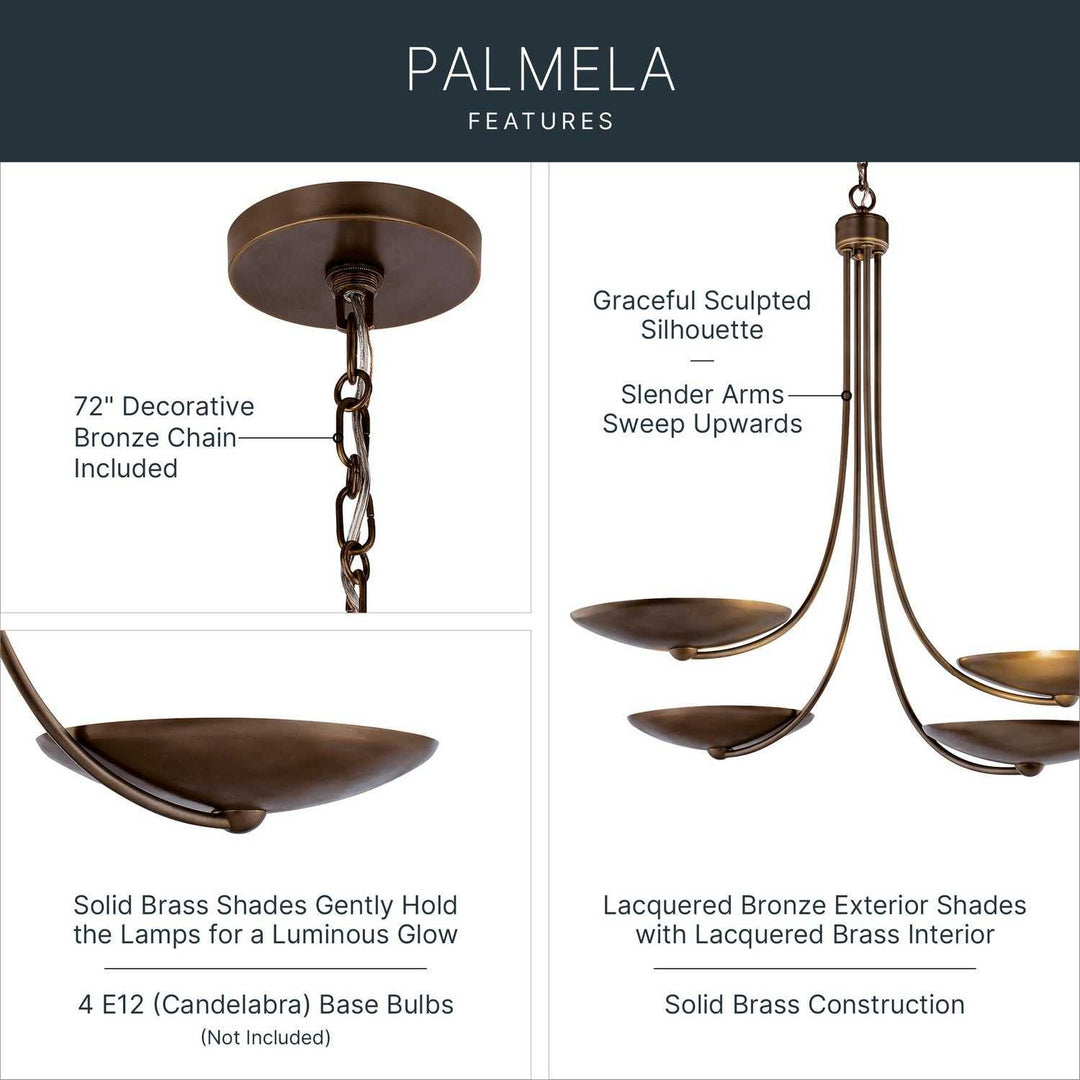 Palmela Four Light Chandelier in Lacquered Brass Kichler Canada