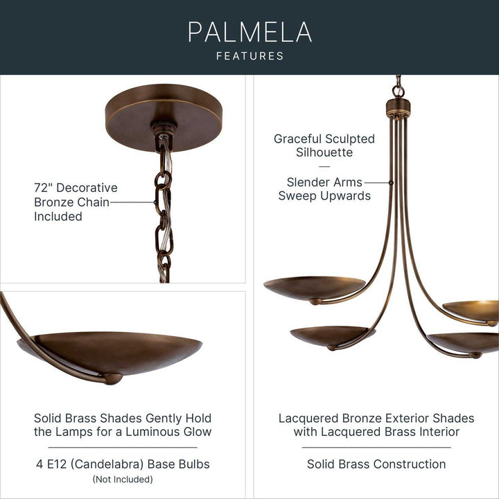Palmela Four Light Chandelier in Lacquered Brass Kichler Canada