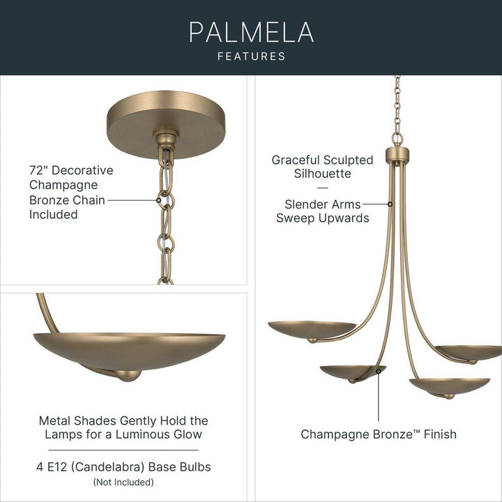 Palmela Four Light Chandelier in Champagne Bronze Kichler Canada