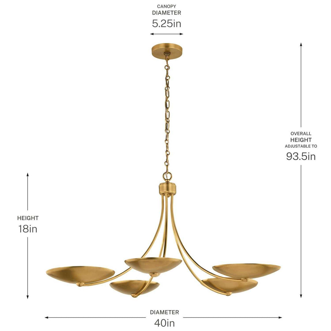 Palmela Five Light Chandelier in Lacquered Brass Kichler Canada