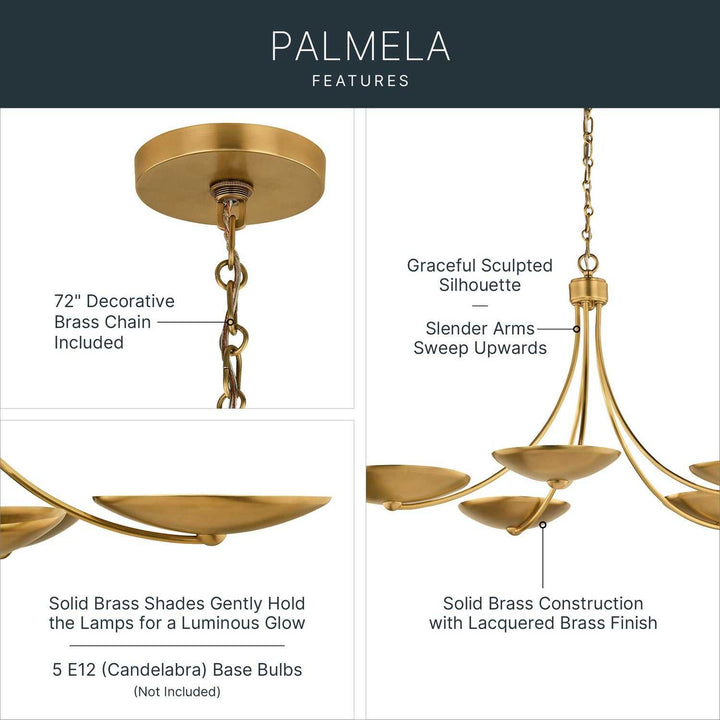 Palmela Five Light Chandelier in Lacquered Brass Kichler Canada