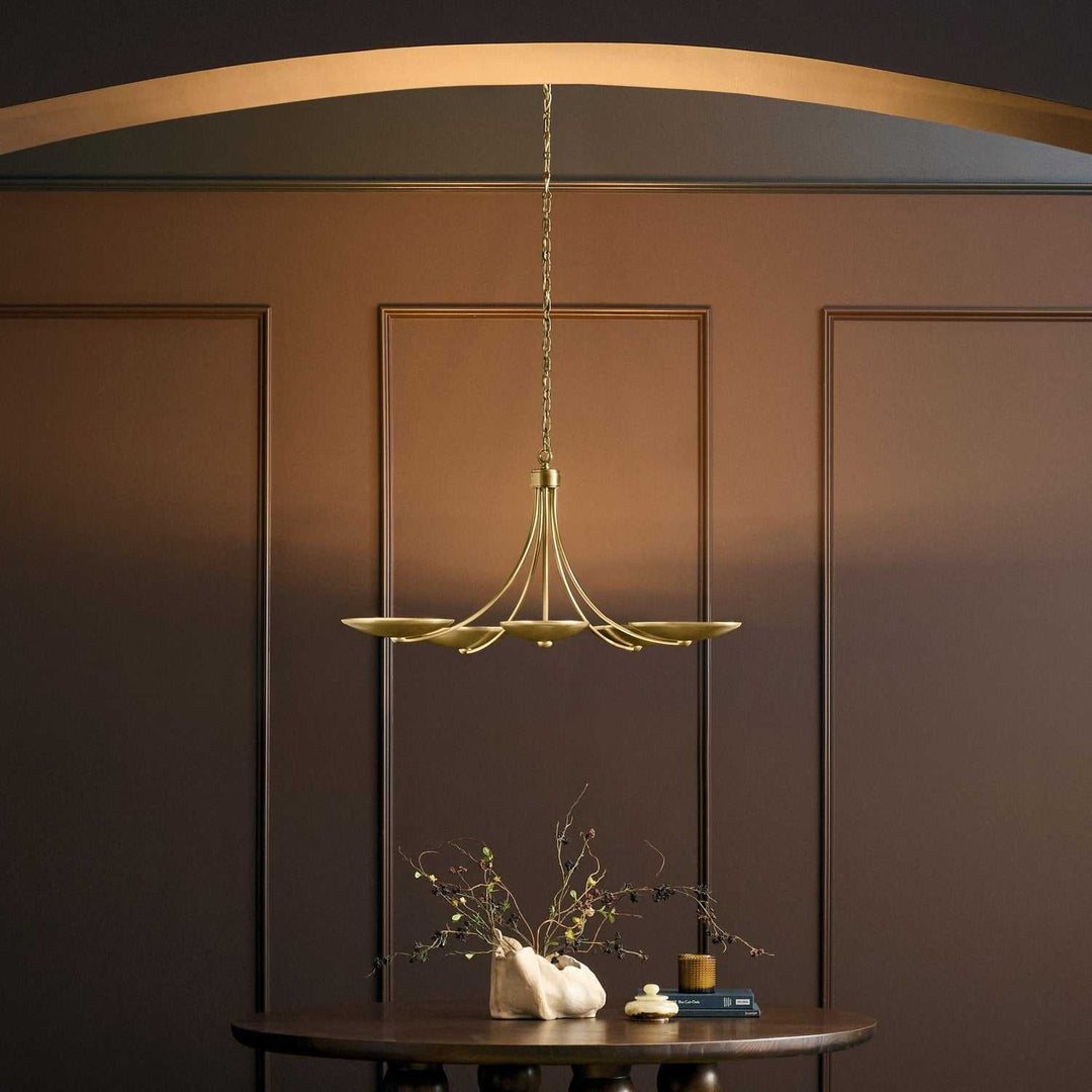 Palmela Five Light Chandelier in Lacquered Brass Kichler Canada