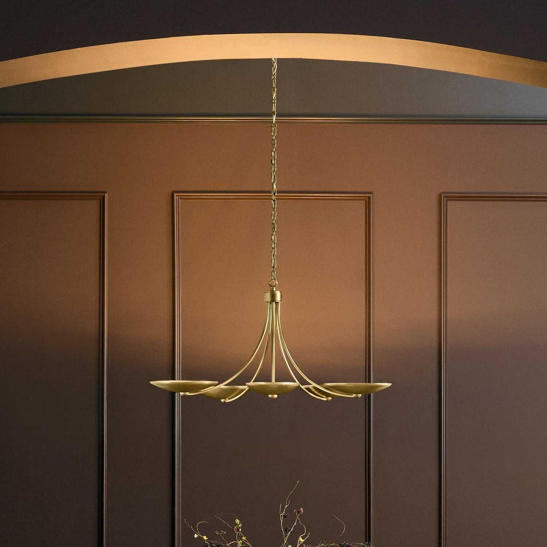Palmela Five Light Chandelier in Lacquered Brass Kichler Canada