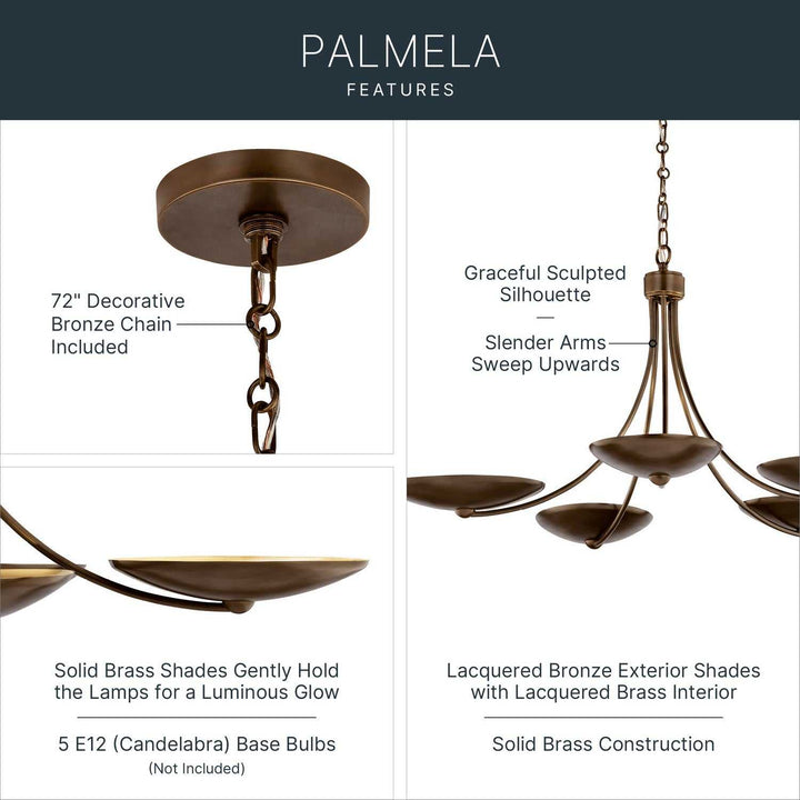 Palmela Five Light Chandelier in Lacquered Brass Kichler Canada