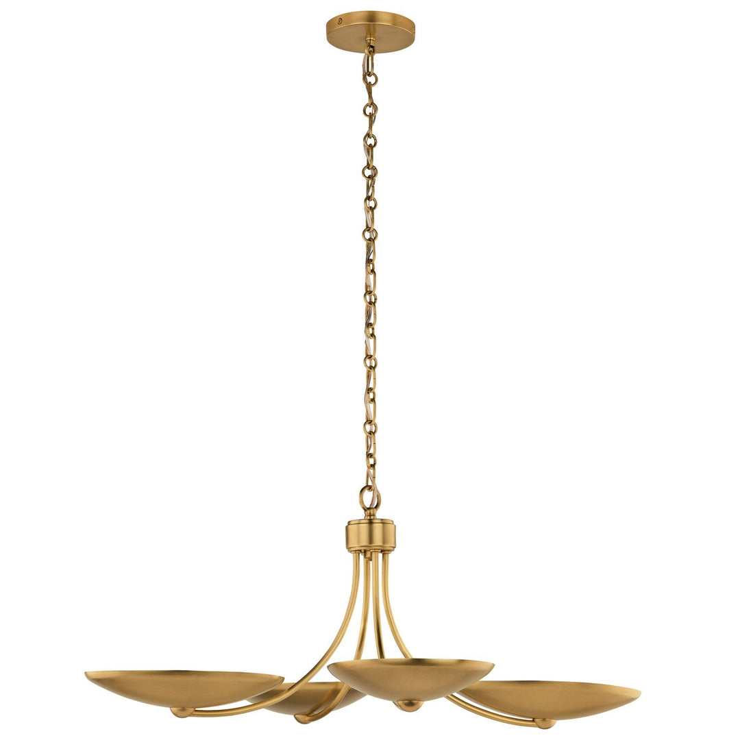 Palmela Four Light Chandelier/Semi Flush in Lacquered Brass Kichler Canada