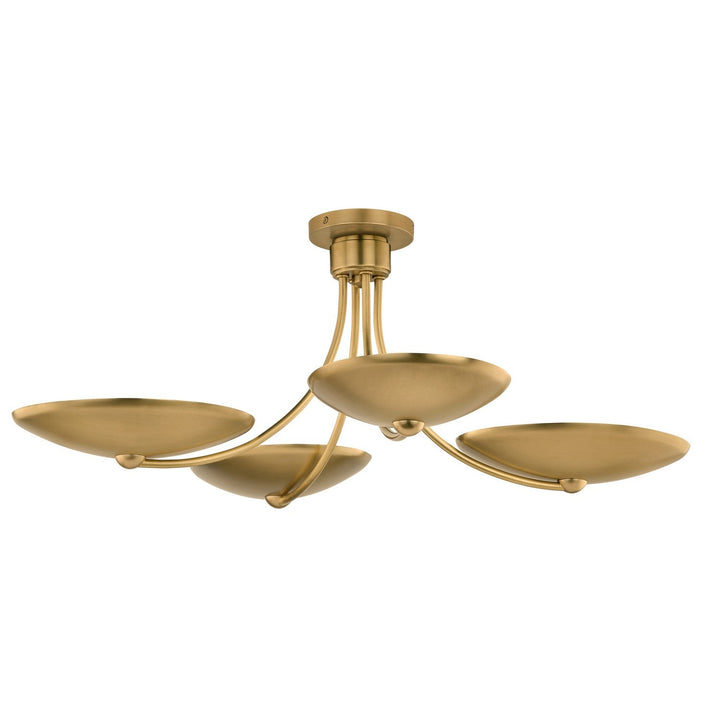 Palmela Four Light Chandelier/Semi Flush in Lacquered Brass Kichler Canada