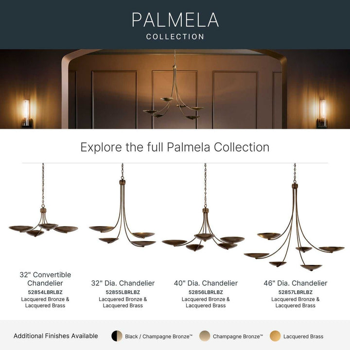 Palmela Four Light Chandelier/Semi Flush in Lacquered Brass Kichler Canada