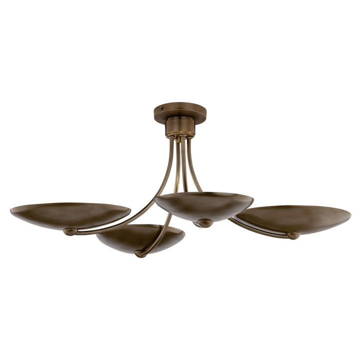 Palmela Four Light Chandelier/Semi Flush in Lacquered Brass Kichler Canada
