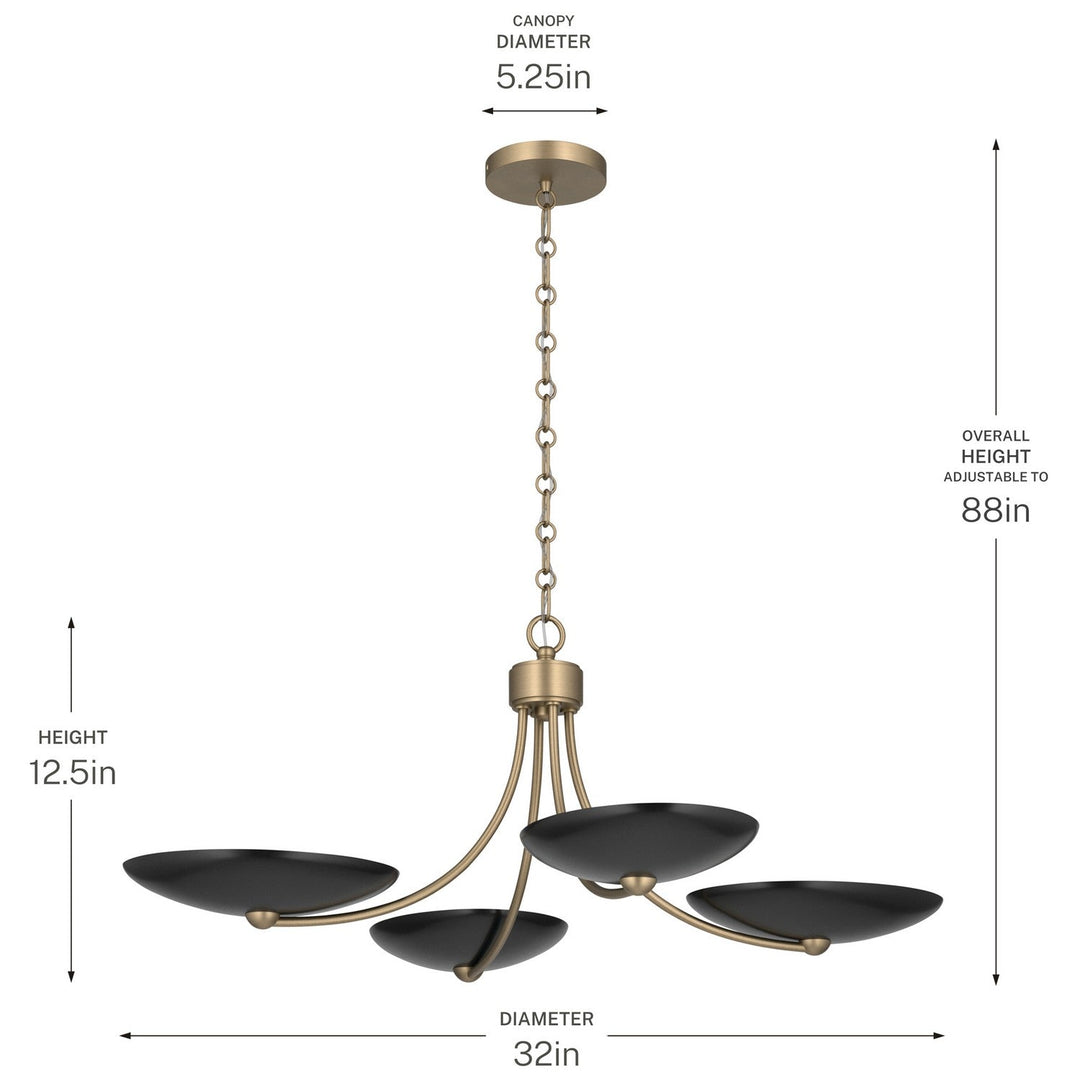 Palmela Four Light Chandelier/Semi Flush in Champagne Bronze Kichler Canada
