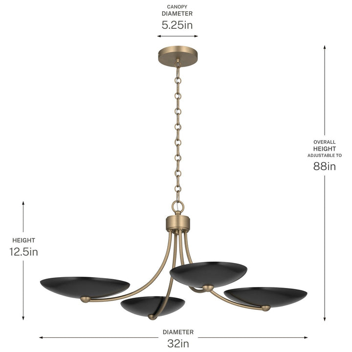 Palmela Four Light Chandelier/Semi Flush in Champagne Bronze Kichler Canada