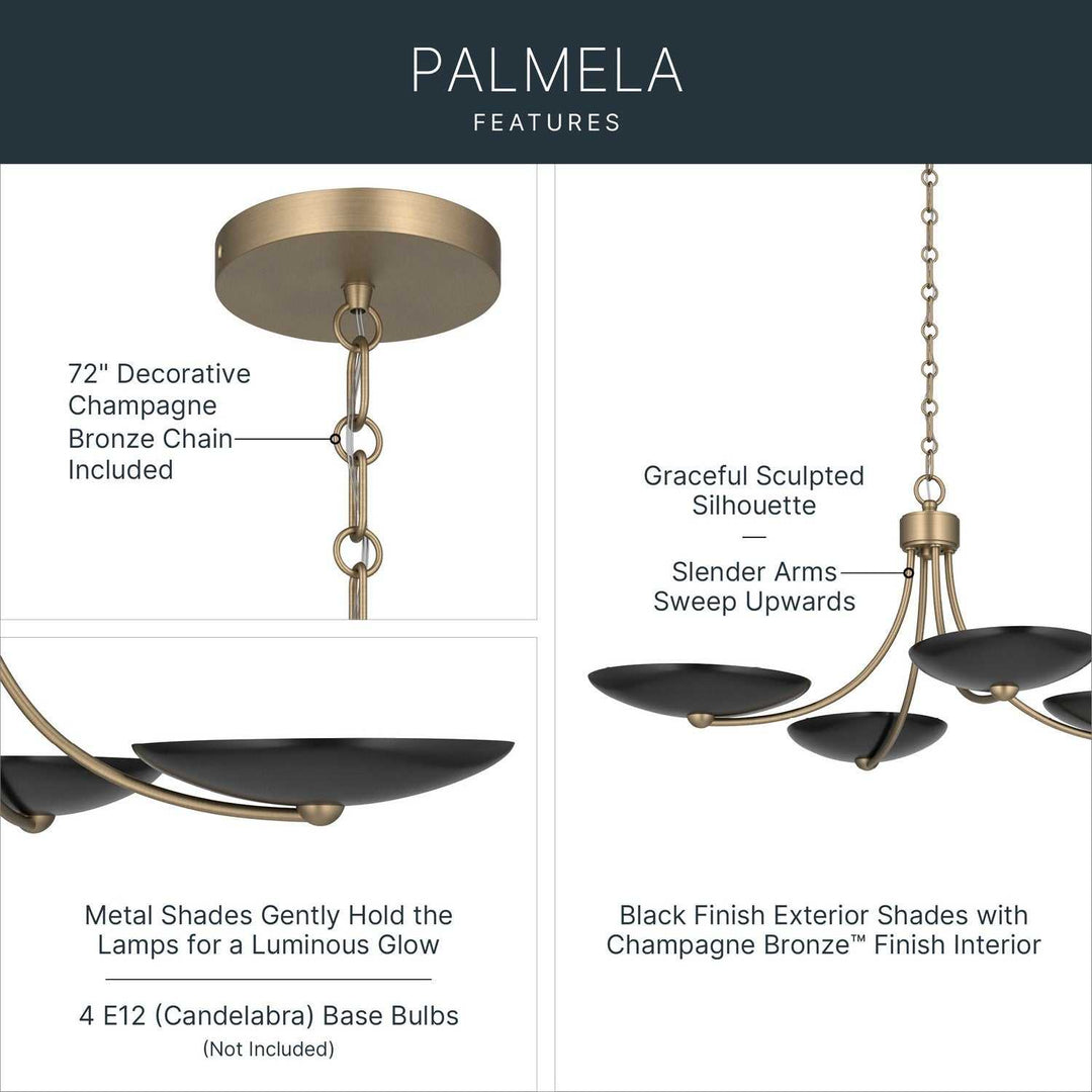 Palmela Four Light Chandelier/Semi Flush in Champagne Bronze Kichler Canada