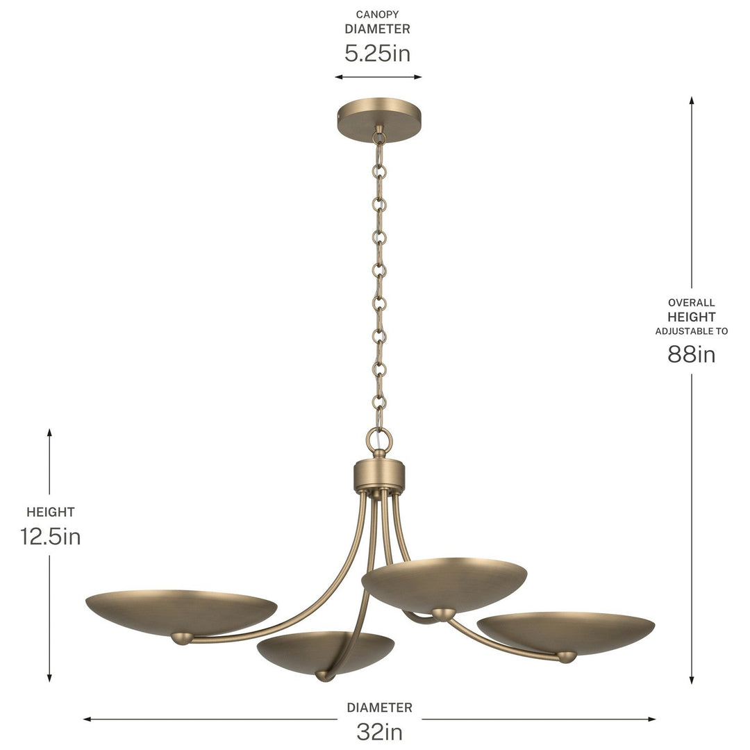 Palmela Four Light Chandelier/Semi Flush in Champagne Bronze Kichler Canada