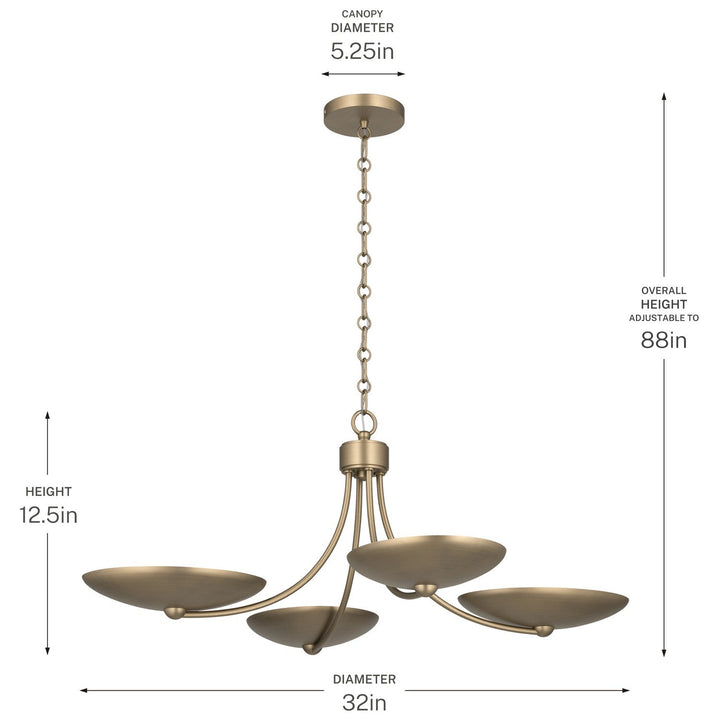 Palmela Four Light Chandelier/Semi Flush in Champagne Bronze Kichler Canada