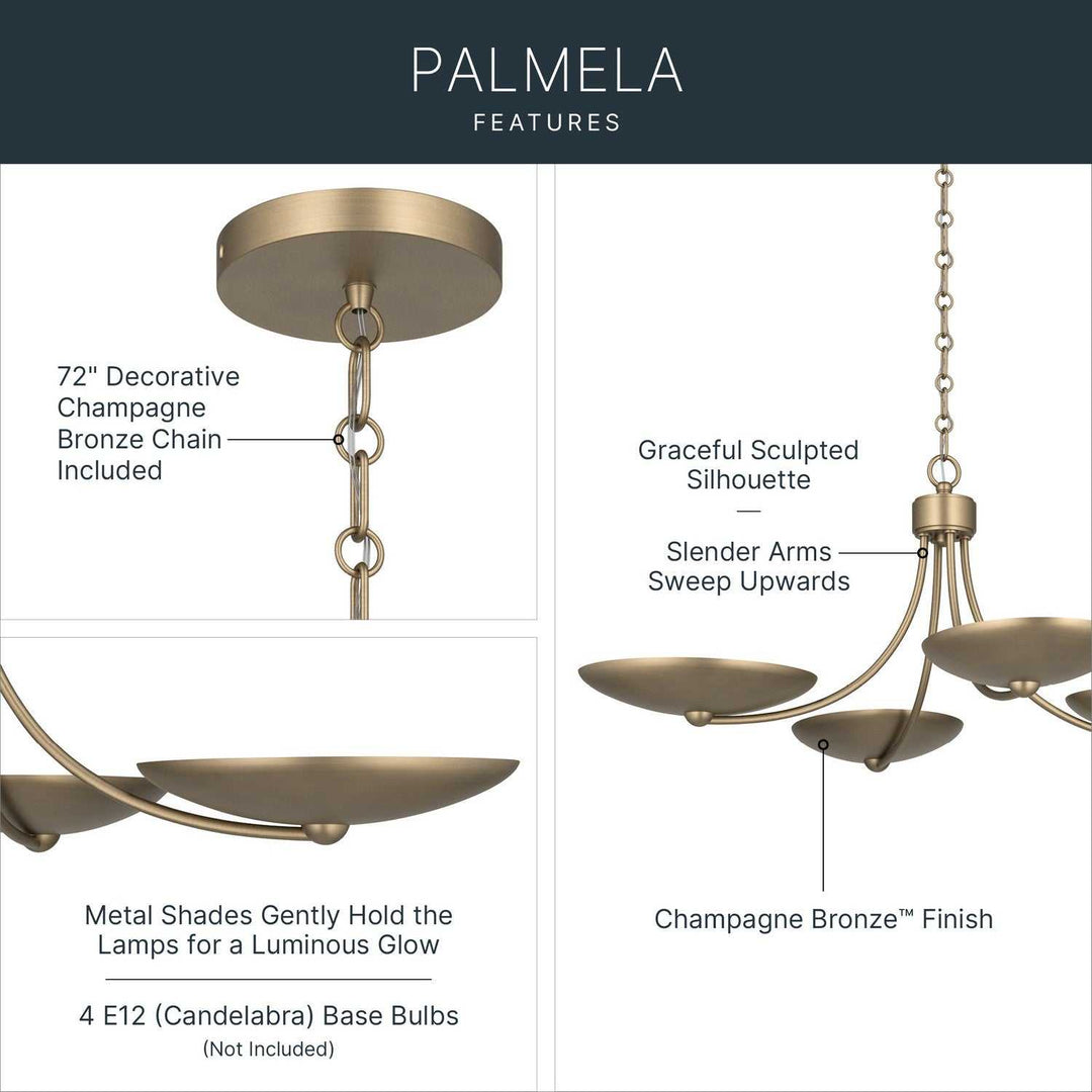 Palmela Four Light Chandelier/Semi Flush in Champagne Bronze Kichler Canada
