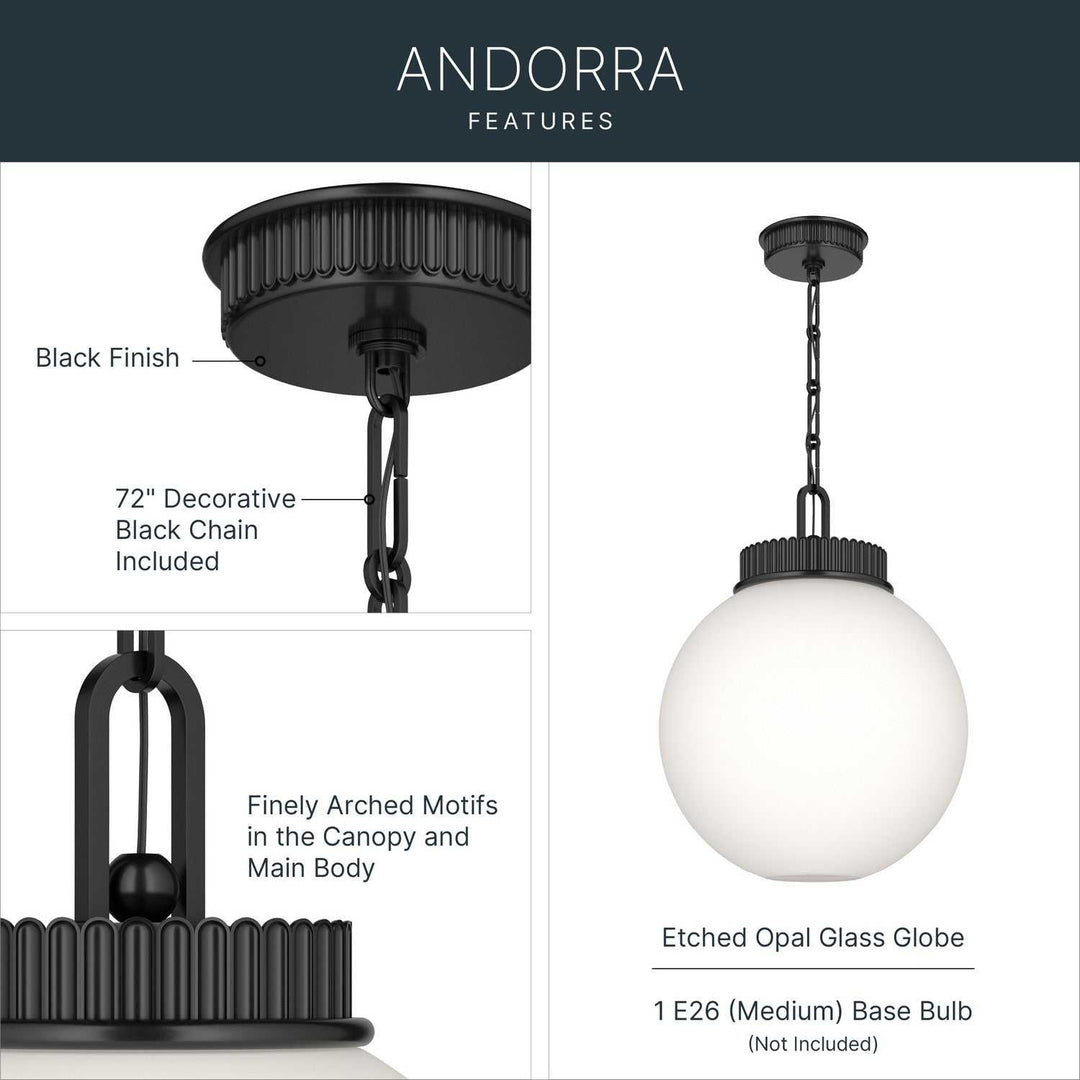Andorra One Light Pendant in Black Kichler Canada