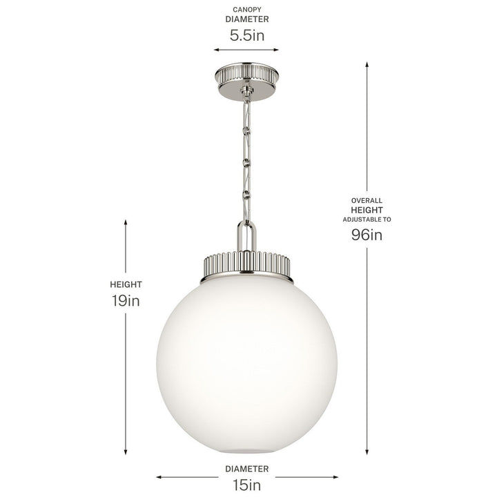 Andorra One Light Pendant in Polished Nickel Kichler Canada