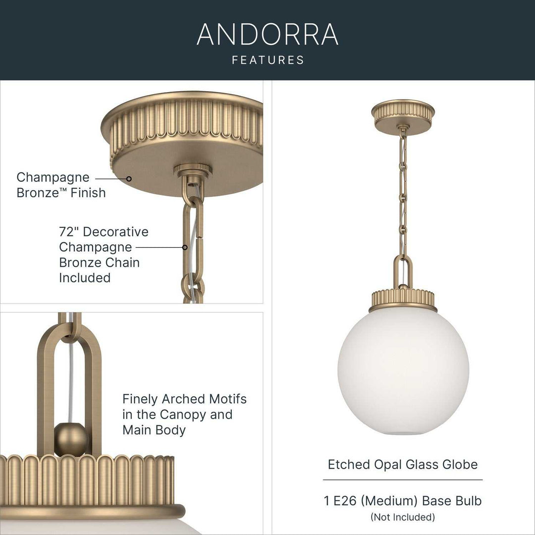 Andorra One Light Pendant in Champagne Bronze Kichler Canada