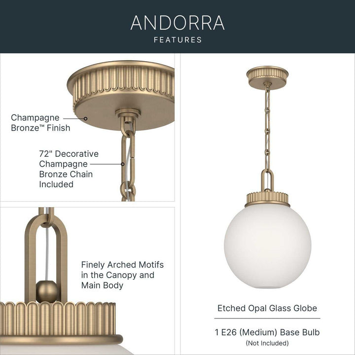 Andorra One Light Pendant in Champagne Bronze Kichler Canada