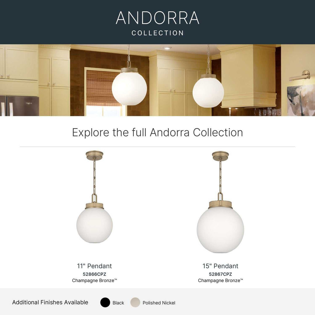 Andorra One Light Pendant in Champagne Bronze Kichler Canada