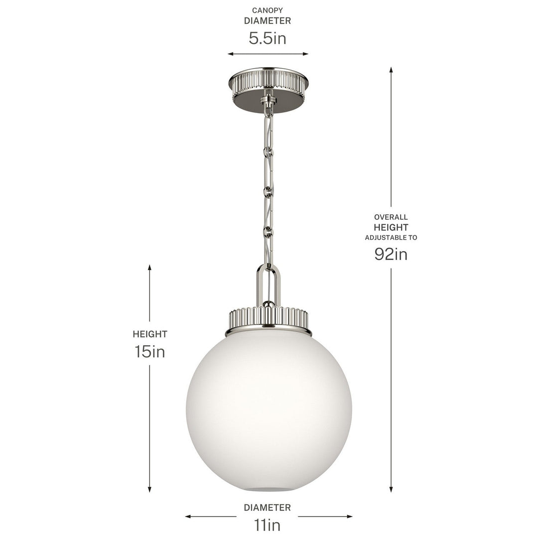 Andorra One Light Pendant in Polished Nickel Kichler Canada