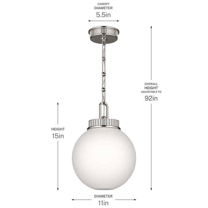Andorra One Light Pendant in Polished Nickel Kichler Canada