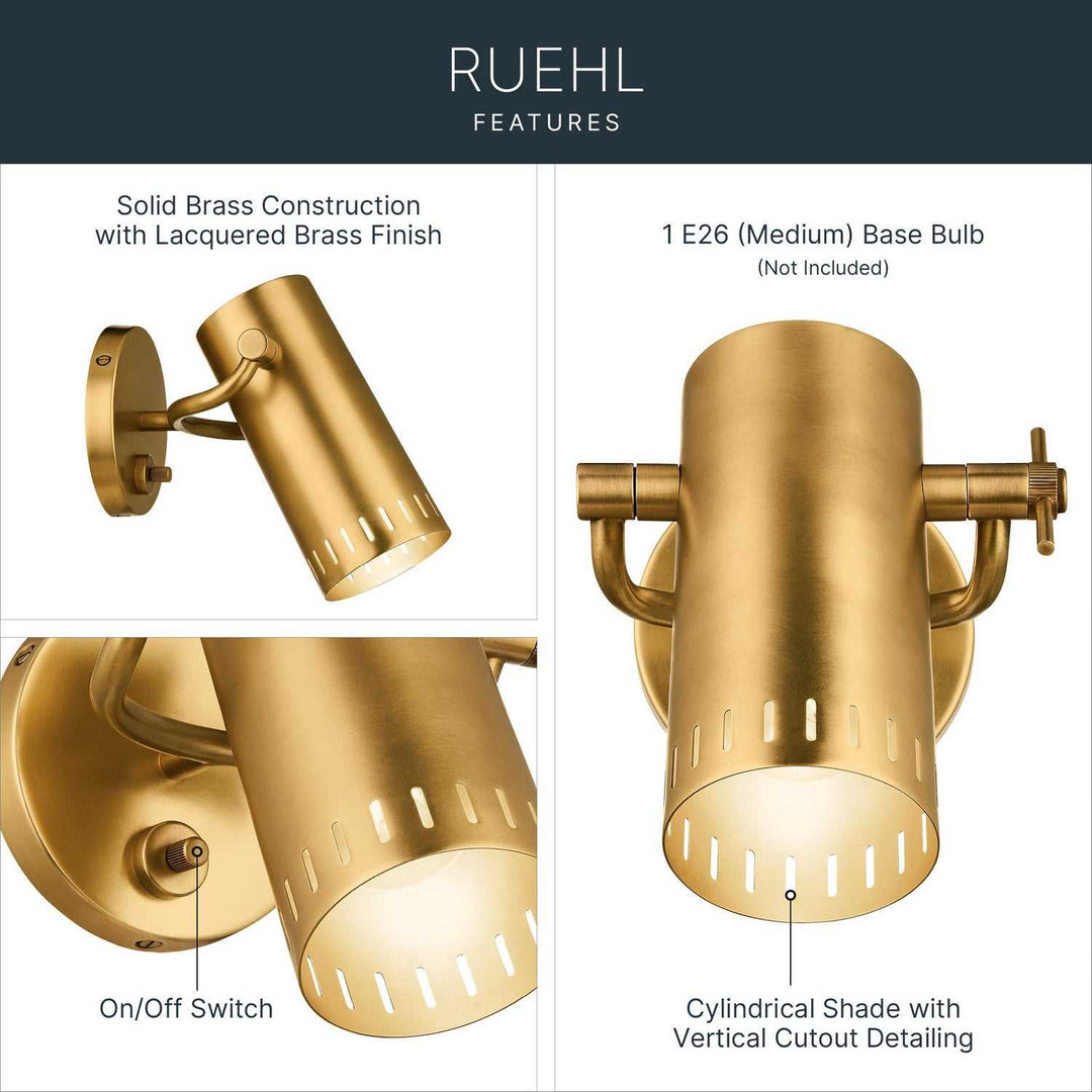 Kichler Canada - 52840LBR - LED Wall Sconce - Ruehl - Lacquered Brass
