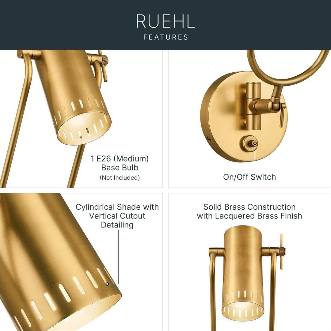 Kichler Canada - 52841LBR - LED Wall Sconce - Ruehl - Lacquered Brass