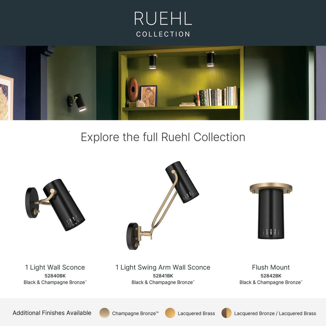 Ruehl LED Wall Sconce in Black Kichler Canada