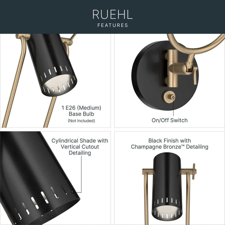 Ruehl LED Wall Sconce in Black Kichler Canada