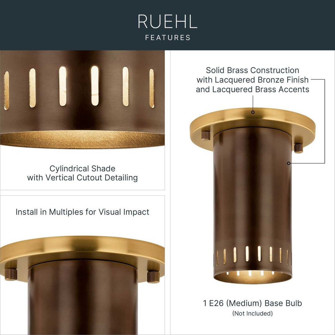 Ruehl LED Flush Mount in Lacquered Bronze Kichler Canada