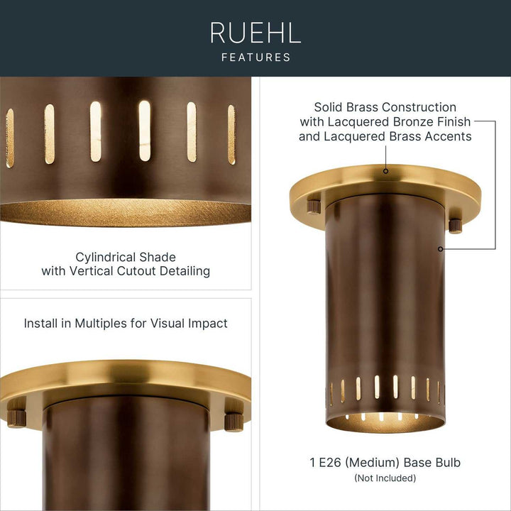 Ruehl LED Flush Mount in Lacquered Bronze Kichler Canada