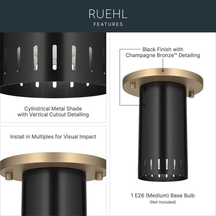 Ruehl LED Flush Mount in Black Kichler Canada