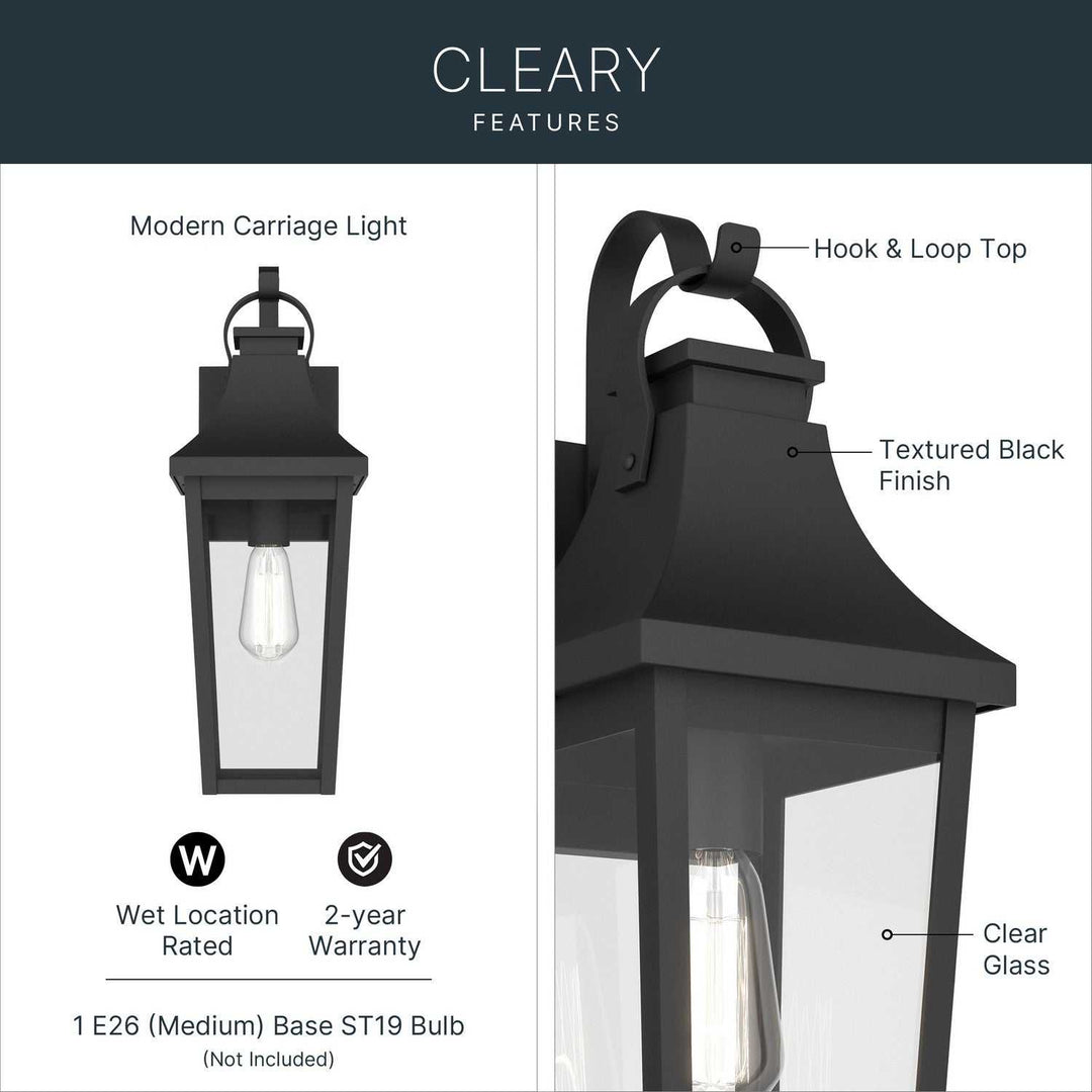 Kichler Canada - 59194BKT - One Light Outdoor Wall Mount - Cleary - Textured Black