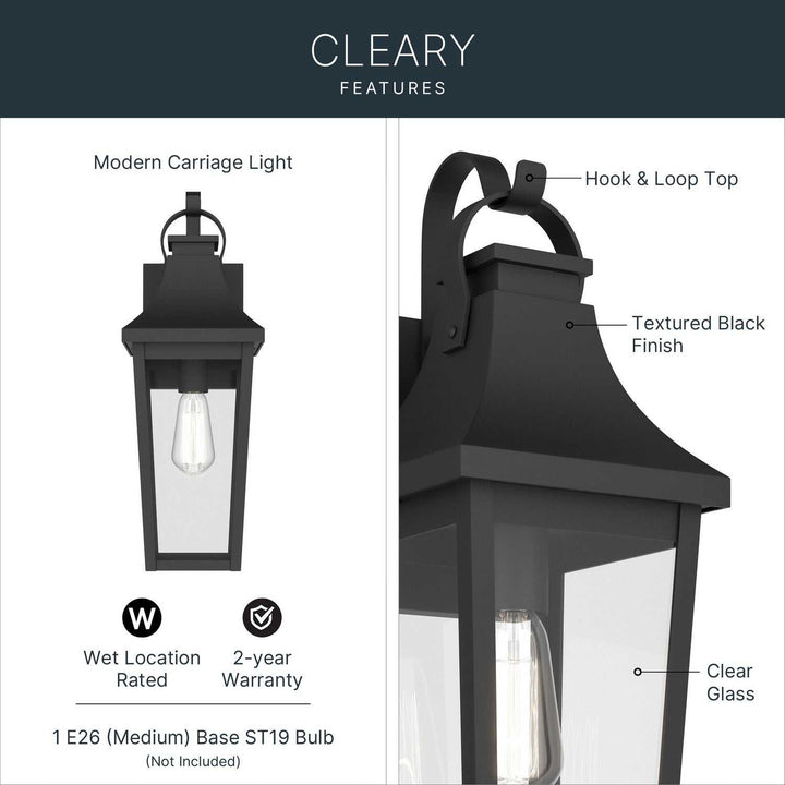 Kichler Canada - 59194BKT - One Light Outdoor Wall Mount - Cleary - Textured Black