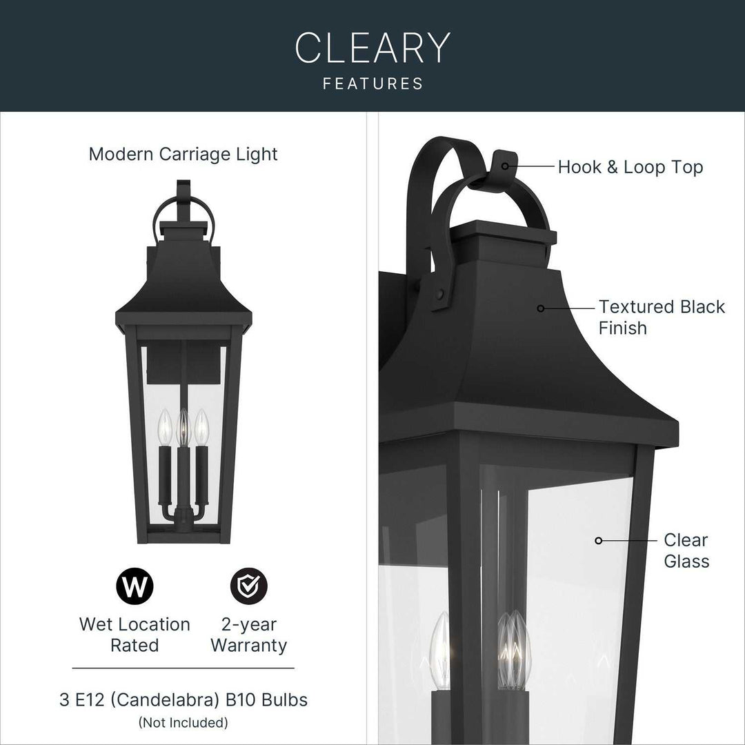 Kichler Canada - 59196BKT - Three Light Outdoor Wall Mount - Cleary - Textured Black