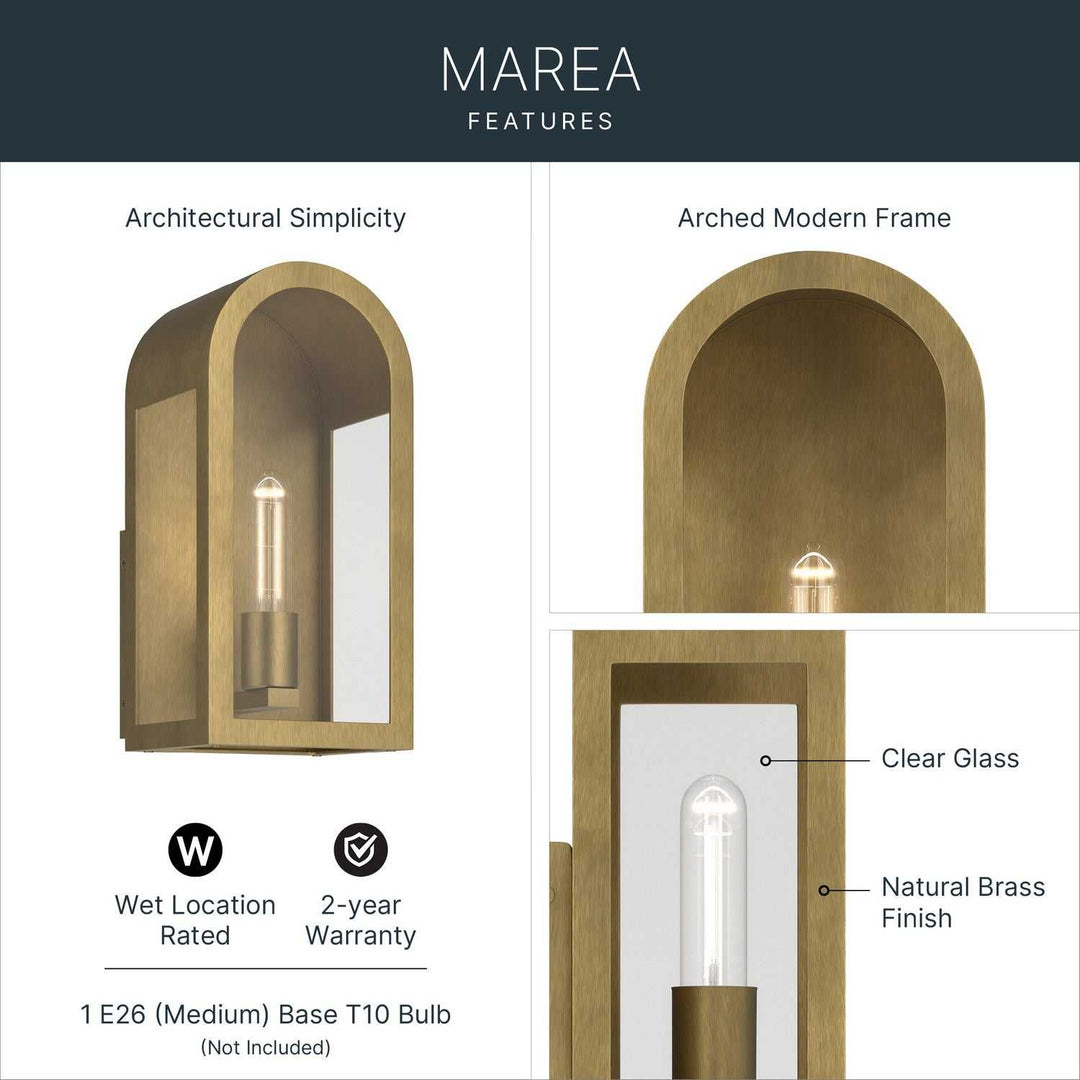 Kichler Canada - 59200NBR - One Light Outdoor Wall Mount - Marea - Natural Brass